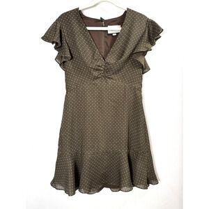 Alexis Brown Polka Dot Dress Retail $395 Old Money Preppy Luxury Designer Twee L